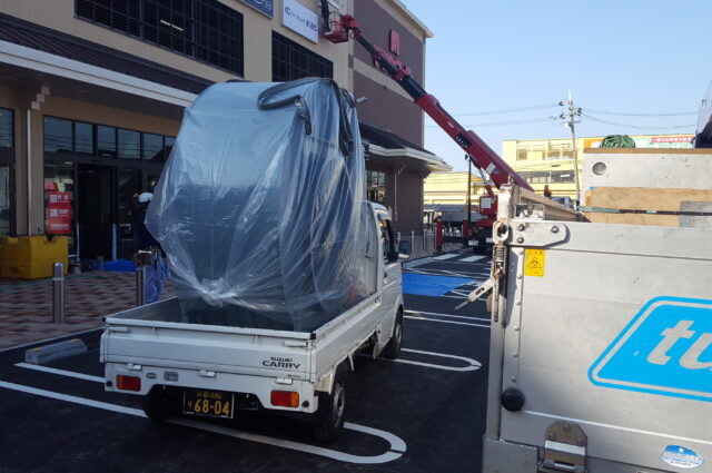 ショッピングモールへの大型送風機搬入事例(福島県から京都への輸送)
